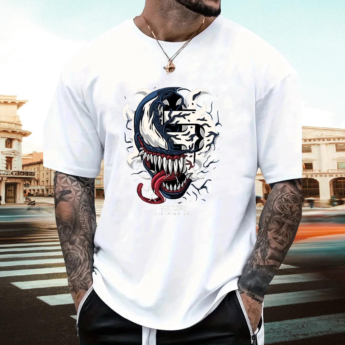 Fashion Design T shirt Floral Print Mens Tshirts Sport Breathable Crew Neck Cotton Loose Tops Shirt