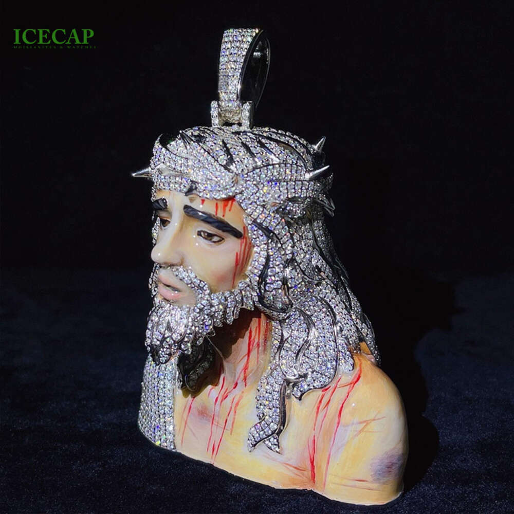 Iced out Big Jesus Moissanite Pendant Diamond Micro 925 Silver Jesus pendant Passes Diamond Tester Religious Jesus Pendant