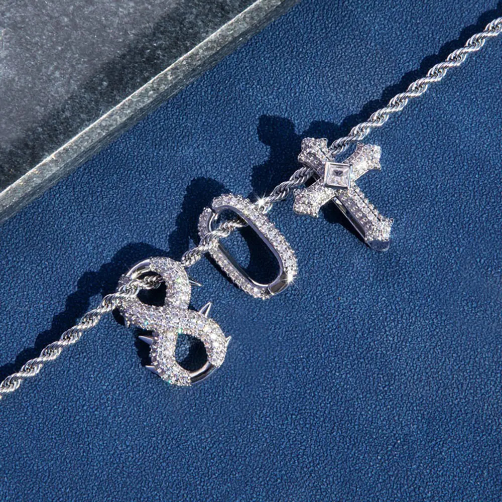 16mm Hip Hop Jewelry Micro Pave Detachable Spiked Infinity Mixed Cross Bracelet Latest Bling Ice Out Number 8 240530