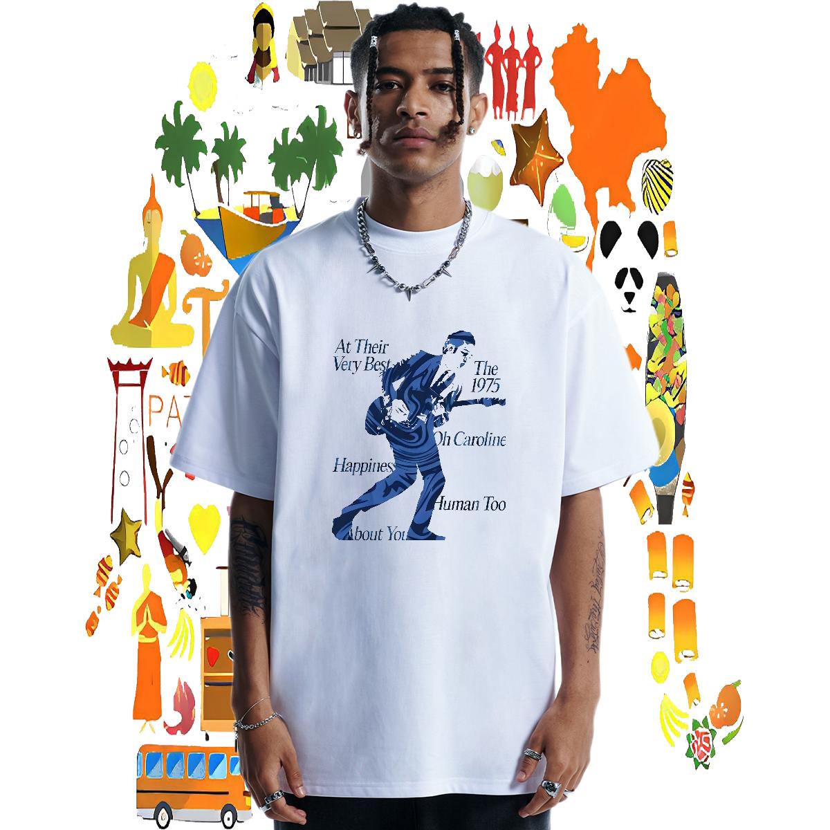 Fashion Designer T-Shirts Black Oversized Men Tees High Street Hip Hop Crew Neck Cotton Breathable 5A Tshirts