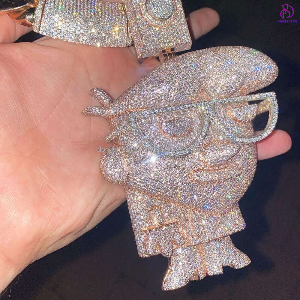 Mens 925 sterling silver fashion jewelry pendants charms Hip Hop Pendant Custom Ice out VVS Moissanite Diamond pendant