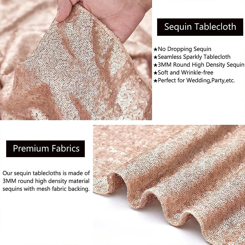 Sequin Table Cloth Rectangular Glitter Tablecloth Rose Gold Silver black for Wedding Birthday Party Event Home Decor 240601