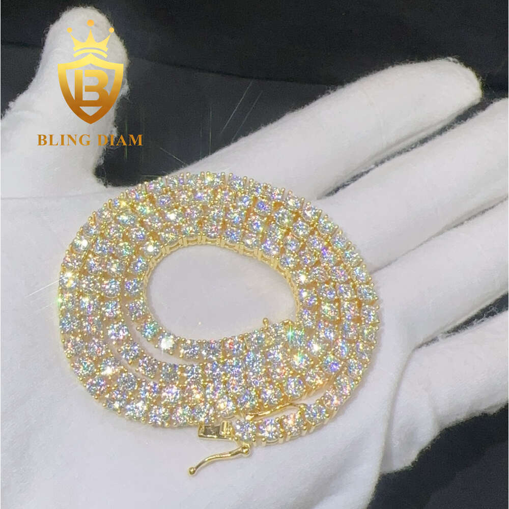 Wholesale Price Fine Jewelry Pass Dia Tester S Sterg Sier 5Mm Moissanite Women Men Necklaces Tennis Chain