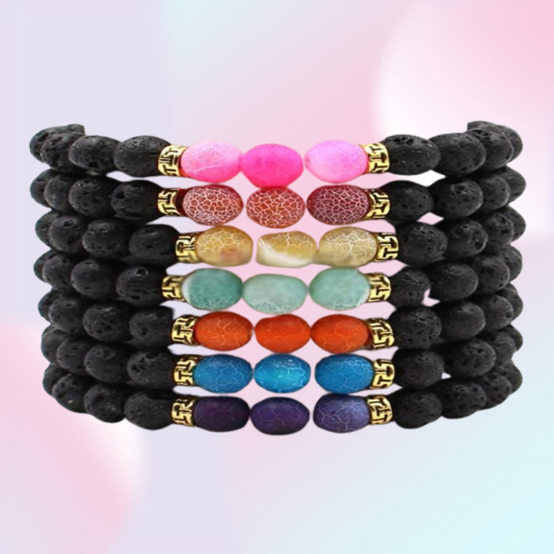 Natural Black Lava Agate Stone Chakra Bracelets Aromatherapy Essential Oil Diffuser Bracelet For Women Men jewelry