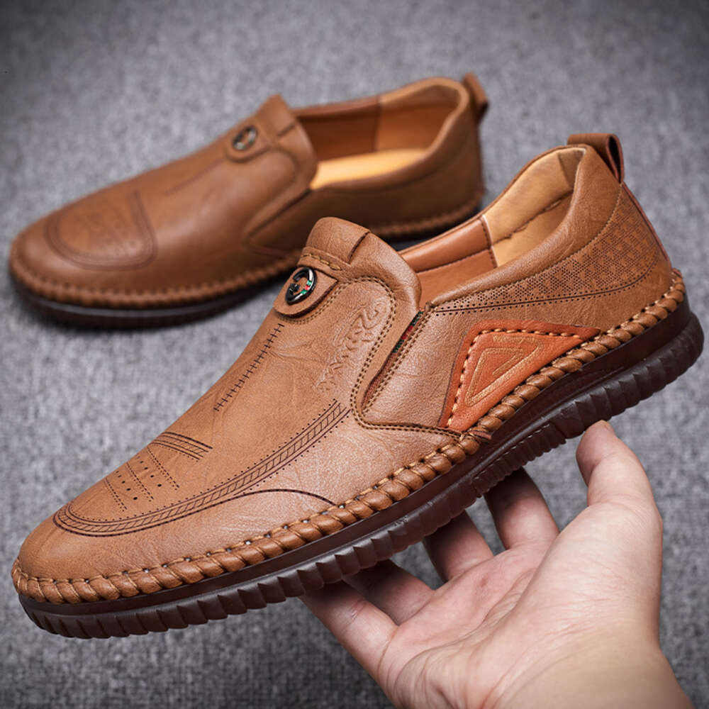 Ddmysports Men S Leather Classic Slip On Flat Summer Casual Shoes Soft Sole Sneakers Moccasin Loafers For New OUTDOOR