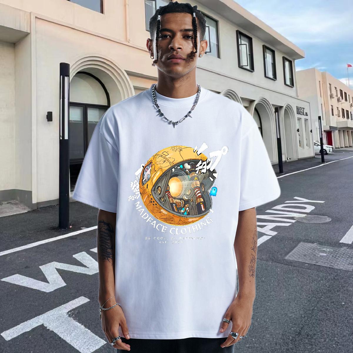 Loose T-Shirts for Men Short Sleeve Cotton O-Neck Summer Casual Men Clothes T-Shirt Black White DIY Customized Top Tees