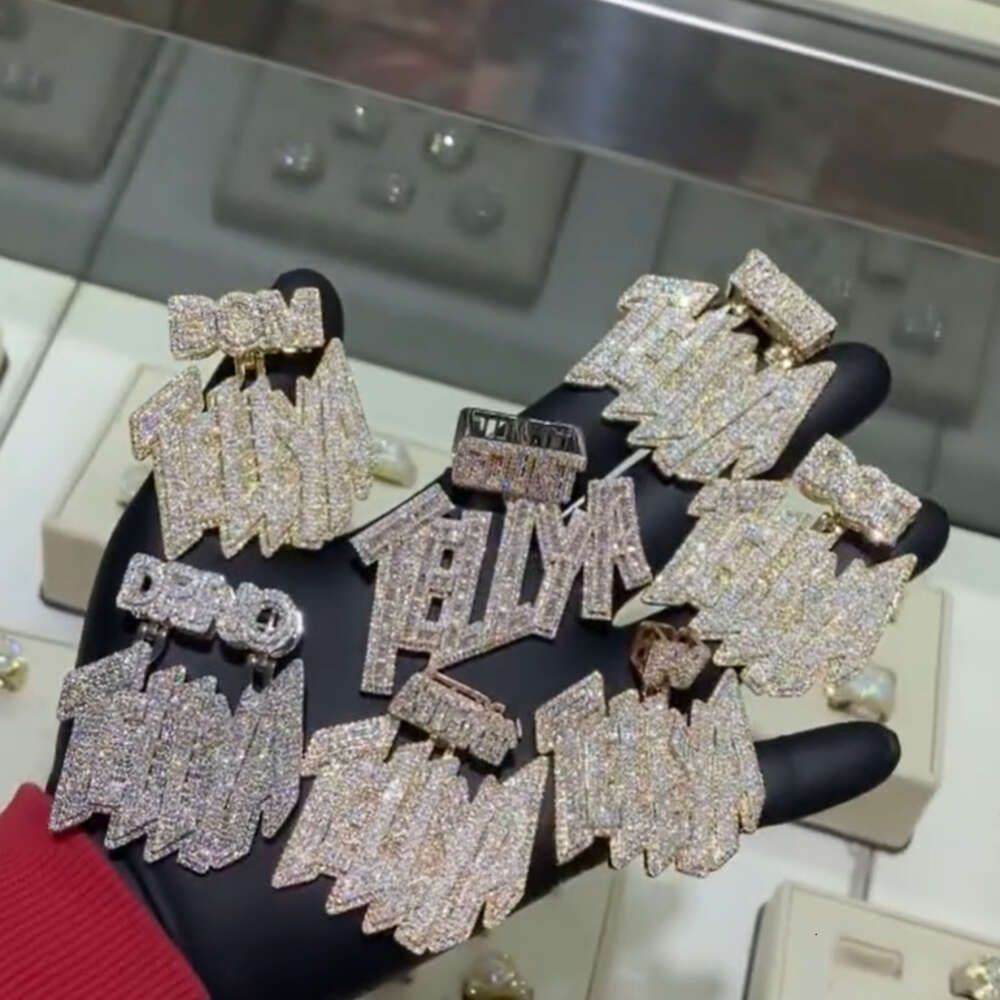 Moissanite Hip Hop Diamond Pendant Jewelry s925 silver Men Letter Name Custom Moissanite Pendant