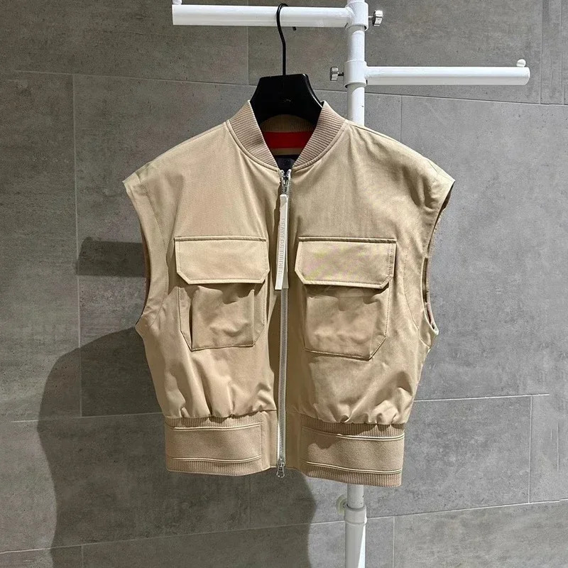 Golf Womens Clothing Spring and Autumn Standing Neck Pocket Loose Versatile Vest Top and Fashion Short Skirt 240522