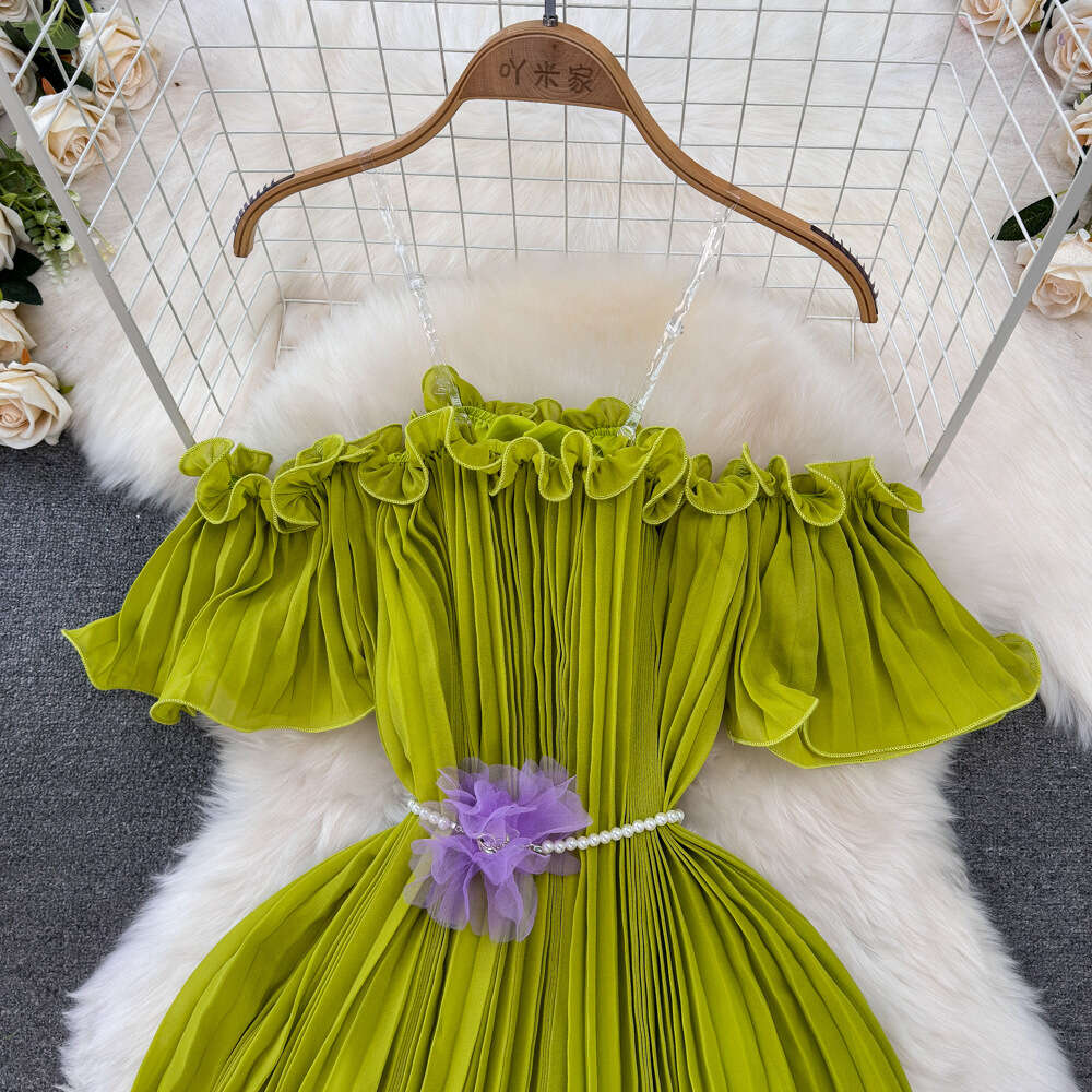 Dopamine Elegant Elderly Sister Youth Bra One Shoulder Dress Womens Spring/Summer New Sexy Small Fragrant Shoulder Long Dress