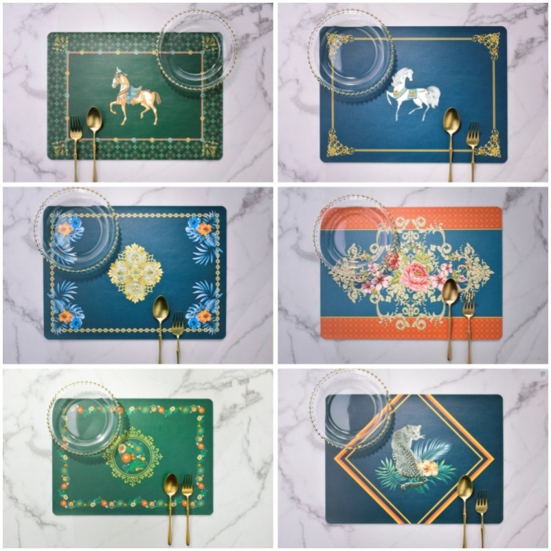 Affordable Fashion Leather Placemat Pu Waterproof Placemat Oil-Proof Western-Style Placemat Double-Layer Leather Table Mat Placemats Leather Table Mats