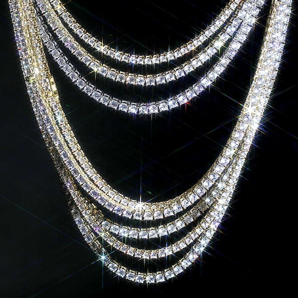 Tennis Chain moissanite chain Pass Diamond Test 2MM 3MM 4MM 5MM 6.5MM S925 Silver Moissanite Chain Women Men Necklace Moissanite