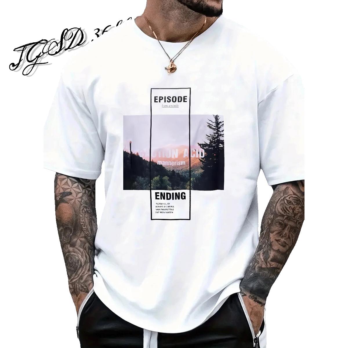 5A T-Shirts for Men Street Wear Short Sleeve Cotton O-Neck Tshirts 2024 DIY Custom Print Plus Size Tee Shirt