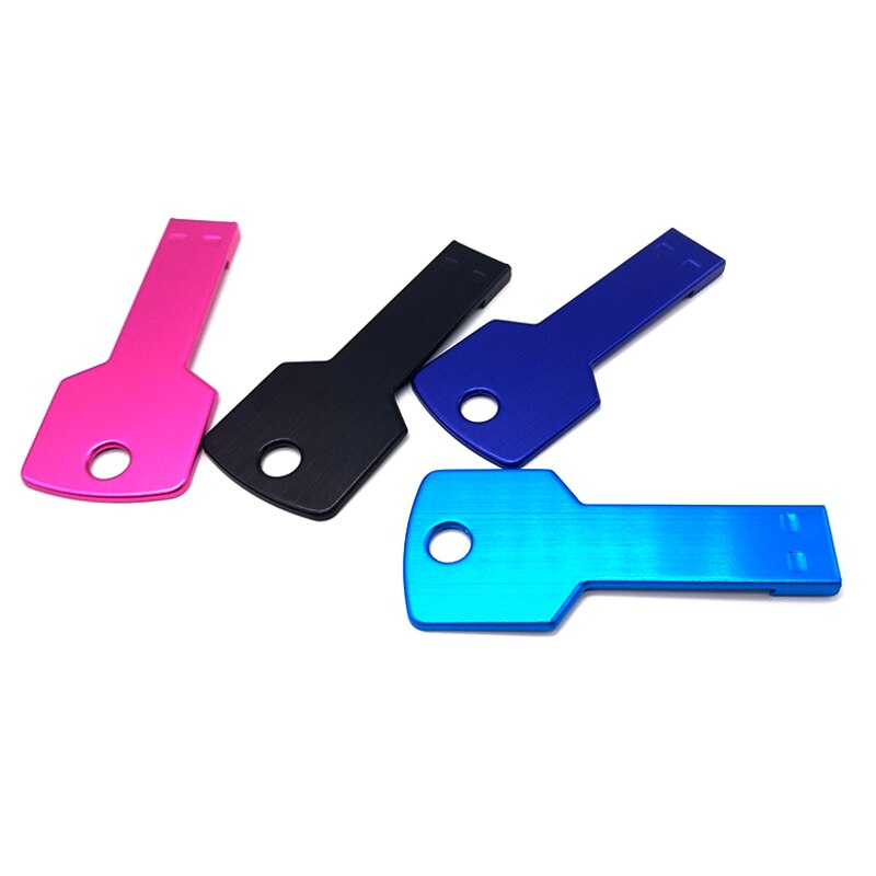 Pen Drive Colorful Metal Key Shape Usb Flash Drive 4GB 8GB 16GB 32GB 64GB 128GB Waterproof Memory Stick Pendrive U Disk