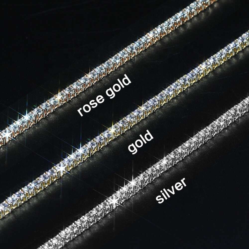 Tennis Chain moissanite chain Pass Diamond Test 2MM 3MM 4MM 5MM 6.5MM S925 Silver Moissanite Chain Women Men Necklace Moissanite