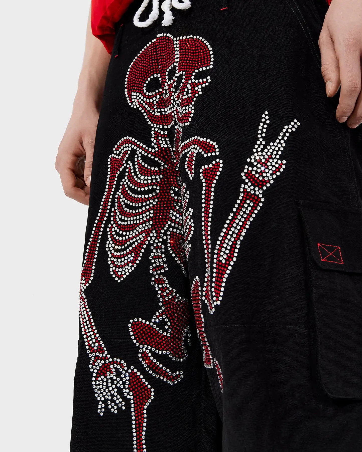 Streetwear Jeans Y2k Sweatpants Rhinestone Skull Gothic Joggers Black Pants Womens Baggy Jeans Womens High Waist Hip Hop Pants 240527