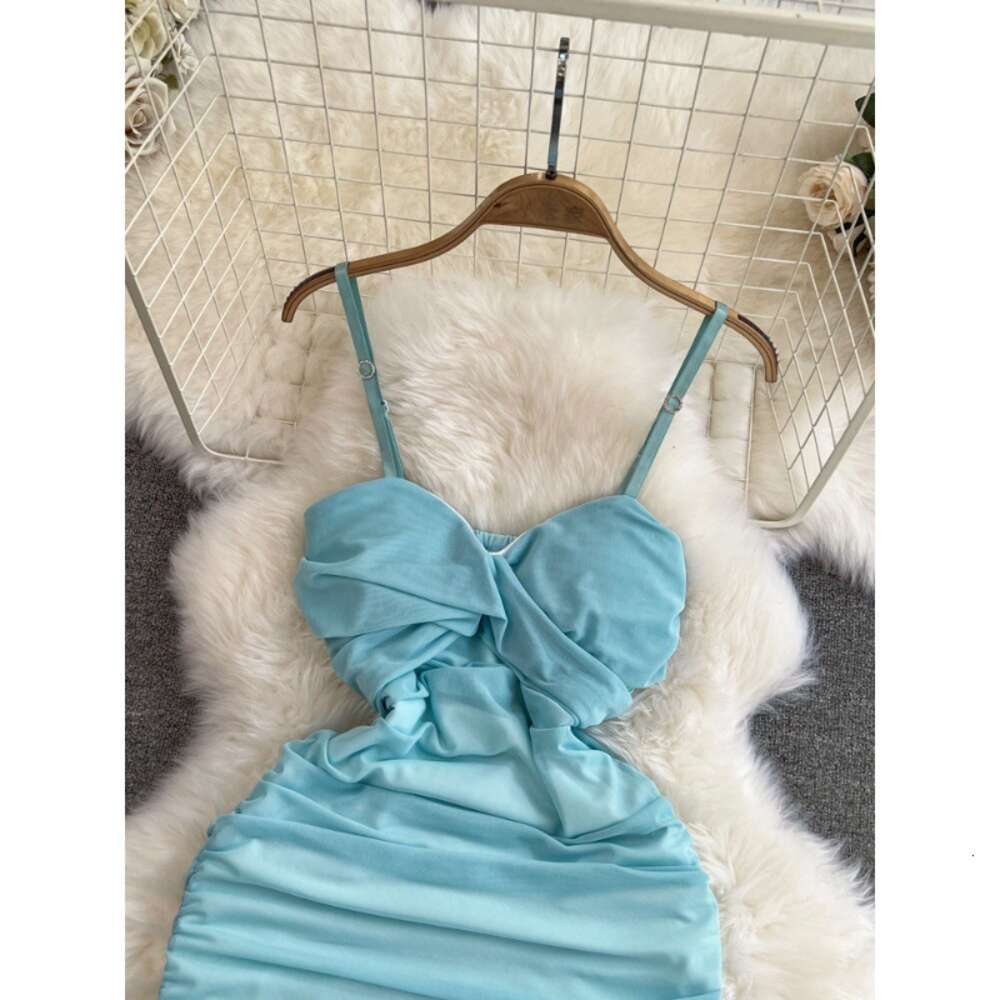 Summer Fashion Pure Desire Sexy Bra Folded Waist Slim Short Fit Tight Wrap Hip Bottom Hanging Strap Womens Dress