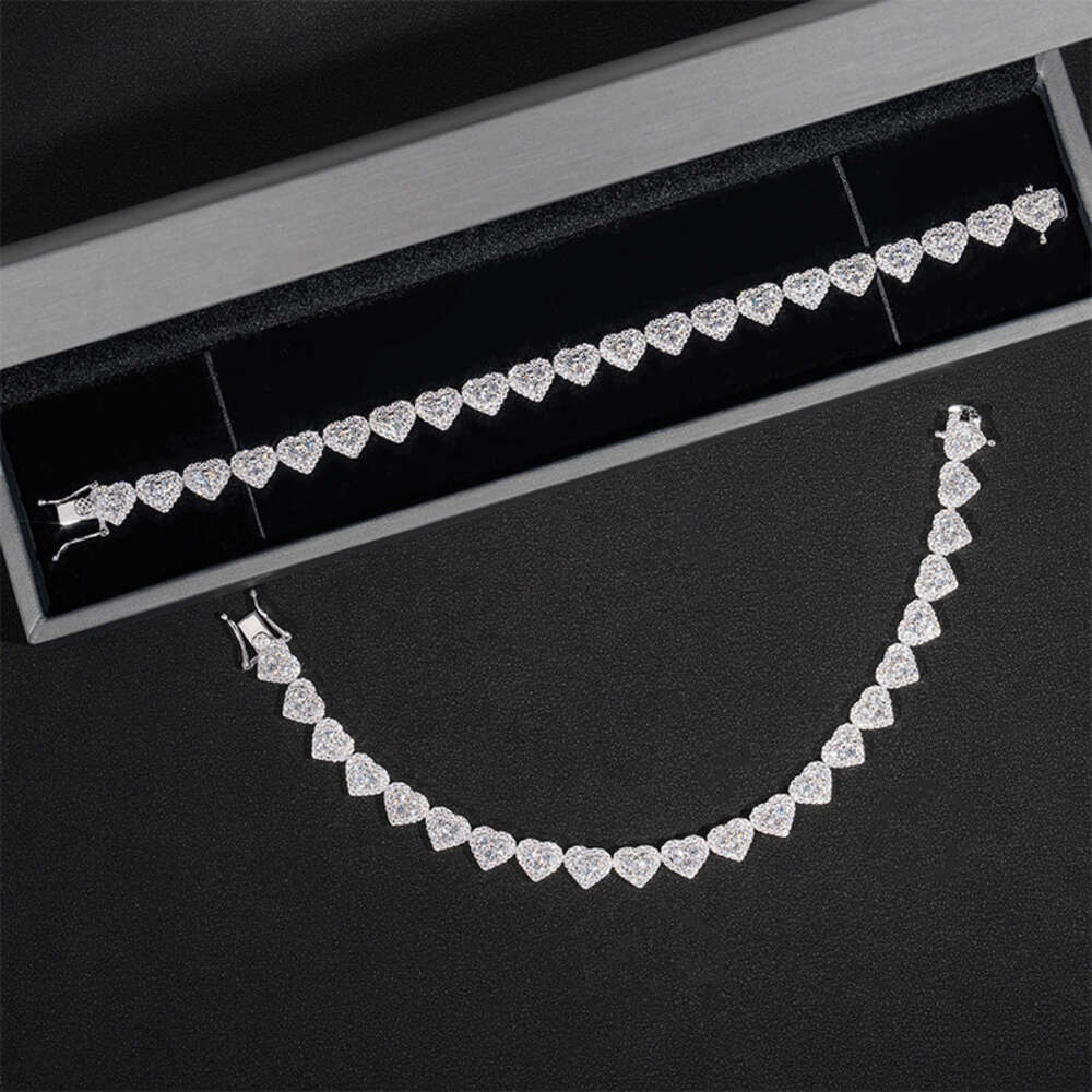 Tennis Chain moissanite chain Hip Hop Jewelry Silver 925 VVS Diamond Iced Out Heart Bracelet Tennis Chain Jewelry Women Men Necklace