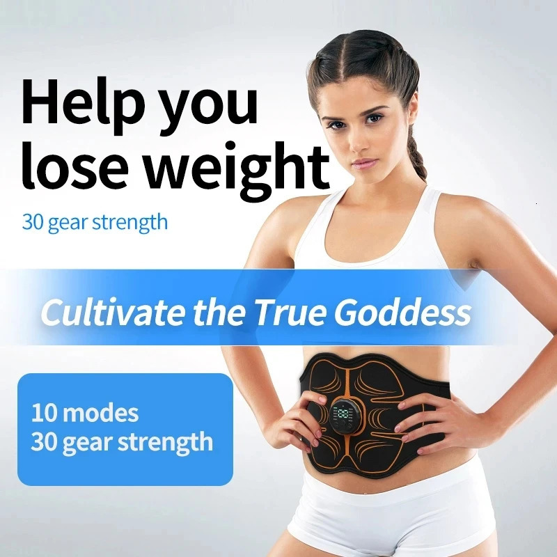 Abs Trainer Belt EMS Abdominal Muscle Stimulator Electric Toning Belts USB Waist Belly Weight Loss Home Gym Fitness Massager 240603