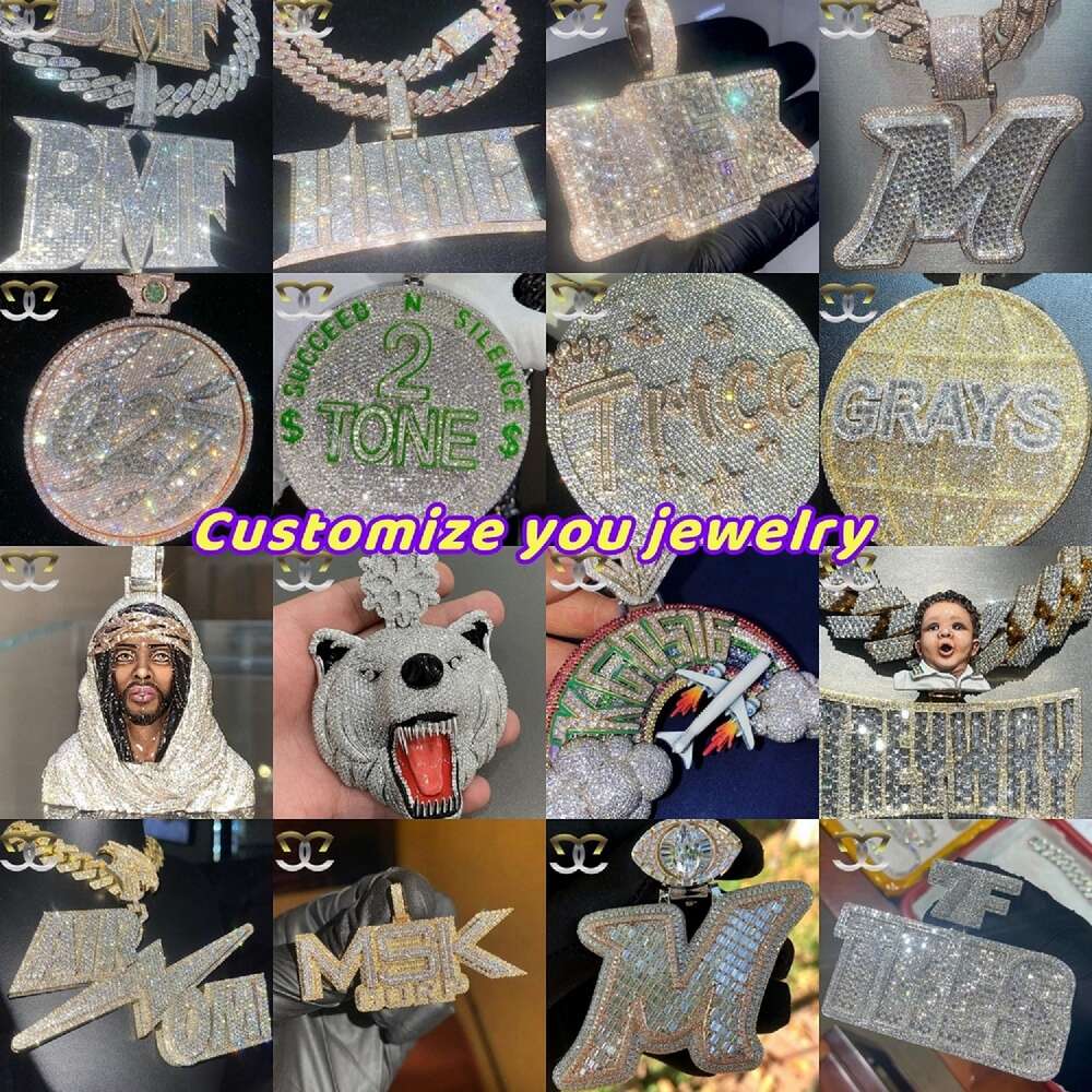 Factory Customized Pendant Iced Out Jewelry Vvs Moissanite Diamonds Cuban Chain 3d Custom Name Hip Hop Letter Pendant