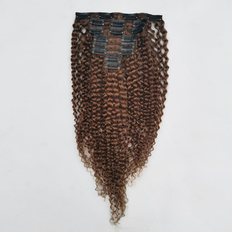 Dark Brown Kinky Curly Clip In Human Hair Extensions Blonde Natural Black Hair Clip Ins 8pcs Full Head Brazilian Peruvian Indian Malaysian Mongolian E