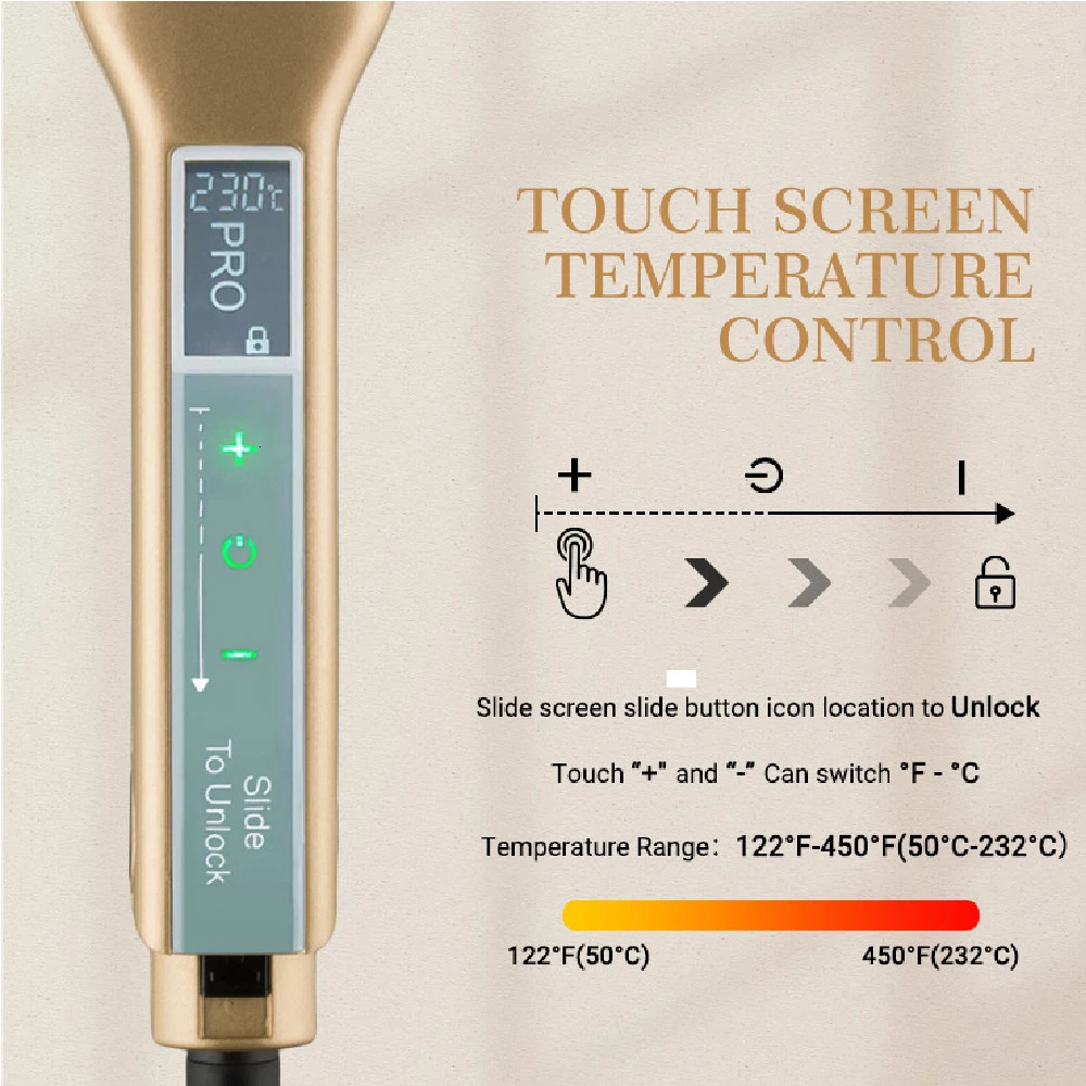 RUCHA Hair Flat Iron Touch Screen Wide Plate Brazilian Keratin Treatment Hair Straightener MCH Fast Heanting 240603