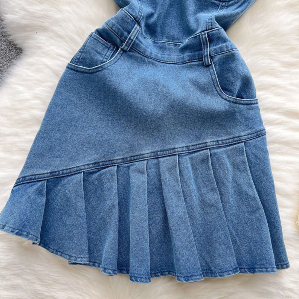 Pure desire spicy girl bra dress for women to wear inside and outside new slim fitting denim A-line short skirt for summer 2022