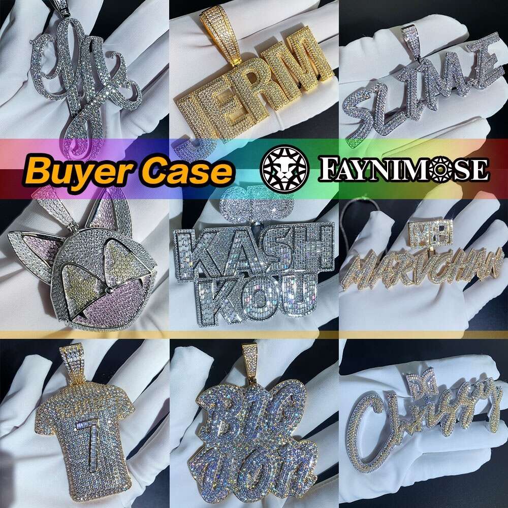 Hip Hop Jewelry Moissanite Pendant Custom 925 Sterling Silver Name Letter Vvs Iced Out Big Pendant For MAN Necklace