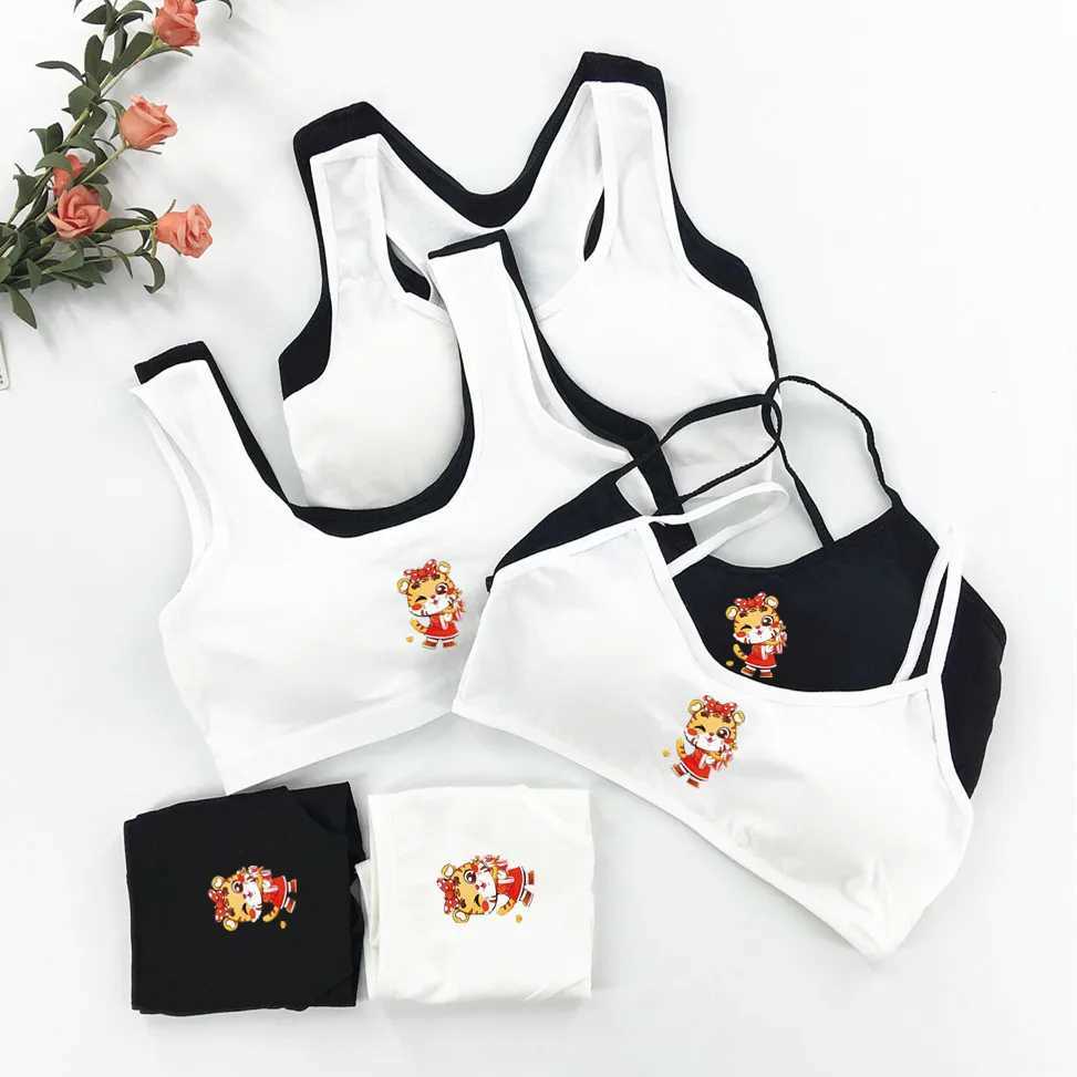 Camisole Teenagers Girls Training Bra Panties Teens Sport Bras s Push Up Underwear Puberty s Vest Panties 8-15Years WX5.31