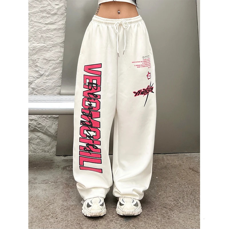 MEXZT Y2K Oversized Sweatpants Women Streetwear Letter Print Wide Leg Pants Harajuku Korean Baggy Joggers Casual Sports Trousers 240524