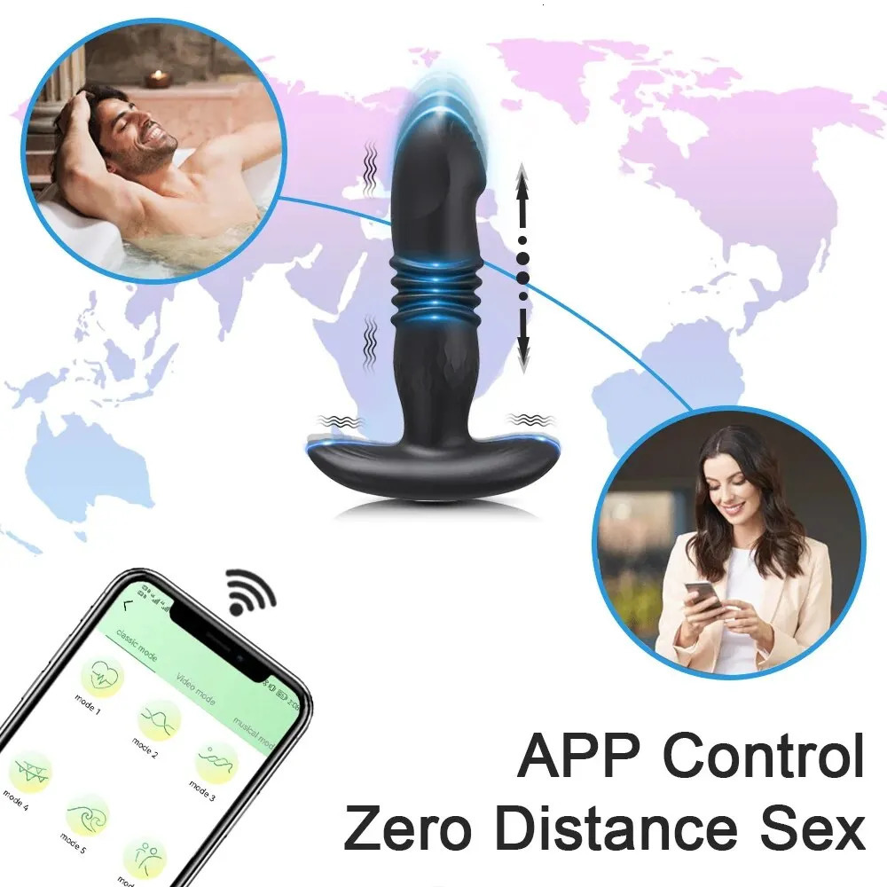 Telescopic Vibrating Butt Plug Anal APP Vibrator Wireless Remote Sex Toys for Women Ass Anal Dildo Prostate Massager Buttplug 240603