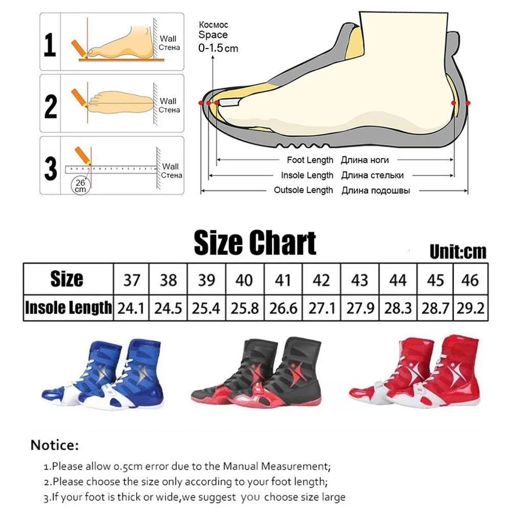 KANGRUI Big Size 45 High Top Professional Boxing Sneakers Comfortable Flighting Footwears Anti Slip Mens Shoes 240520