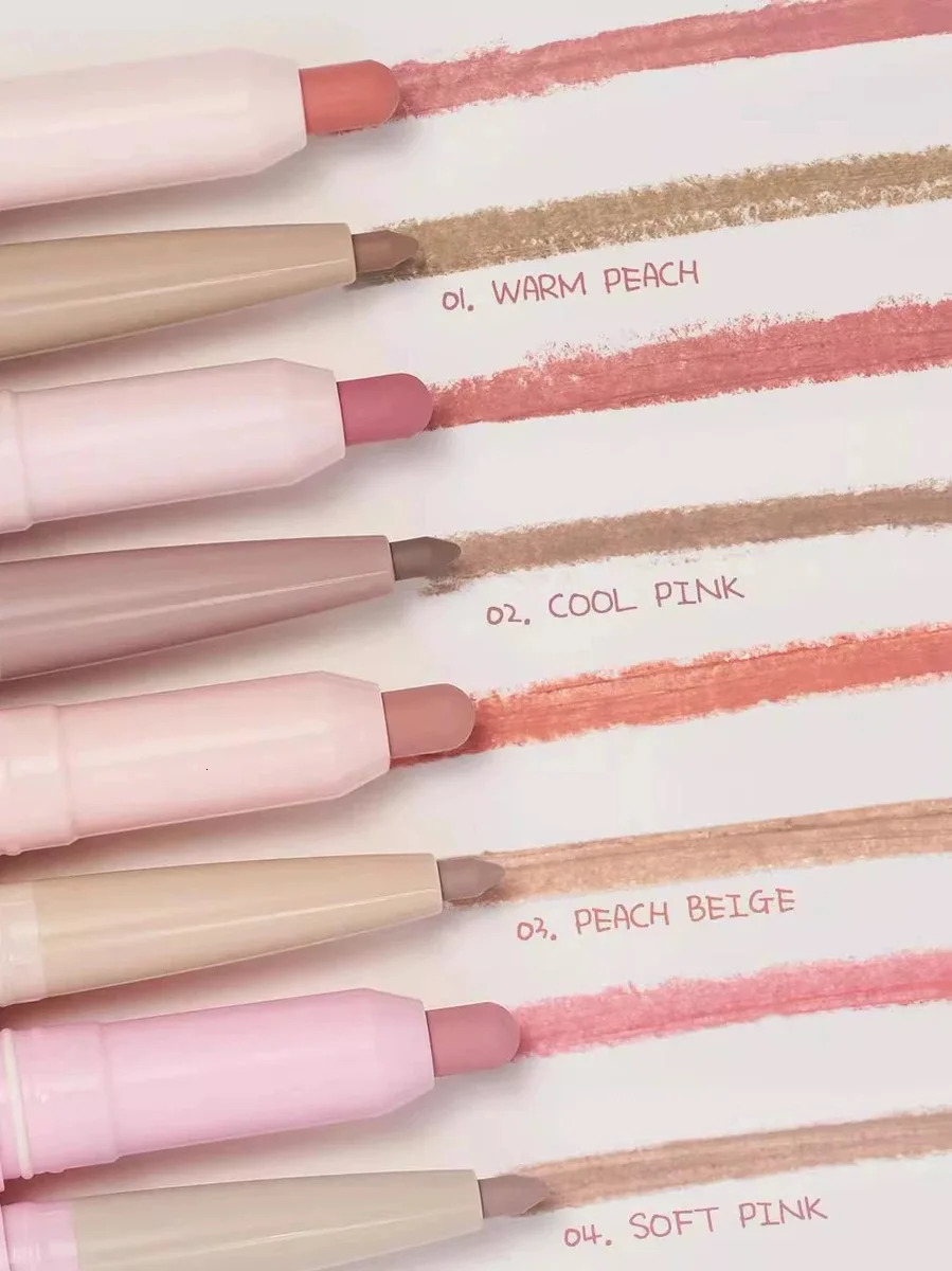 Korean Makeup Colorgram Double Ended Lip Liner Plump Pouty Lips Shadow Concealer Lip Pencil Lipstick Rare Beauty Cosmetics 240603