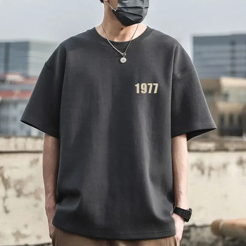 1977 Men Tshirts 100%Cotton Retro Streetwear Short Sleeve Tees 260g High Quality T-shirt NO. Printed Women Tshirts 240530
