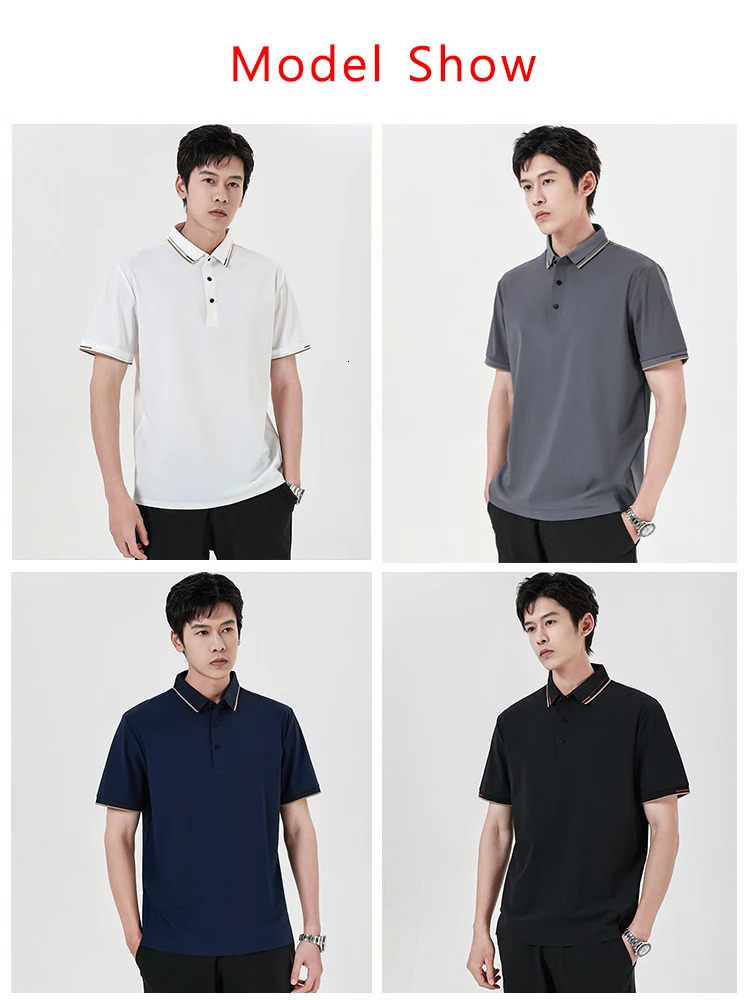 Summer Men Polo Shirt Classic Short Sleeve Tee Breathable Quick Dry Nylon Ice Silk Polos Golf Tshirt Plus Size 8XL 240601