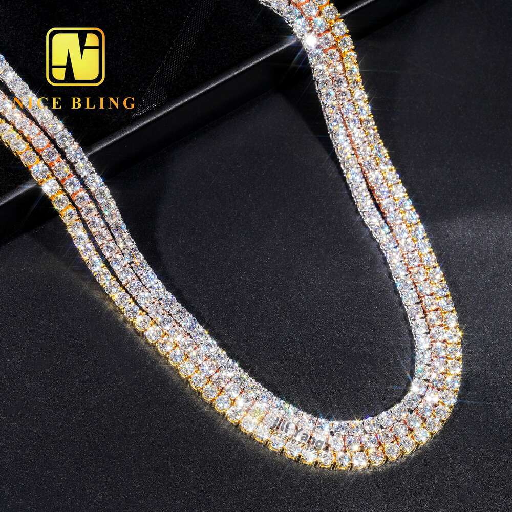Tennis Chain moissanite chain Ready Made Stock HOT Selling 3mm 4mm Necklace Bracelet 18k Gold Plated Necklace Hip Hop Jewelry