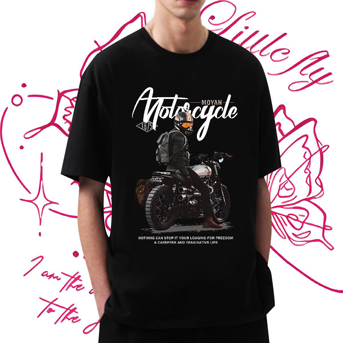 Custom T Shirts Men DIY Logo Hip Hop Men Clothes T-Shirt Round Neck Short Sleeve Loose Fit Tees