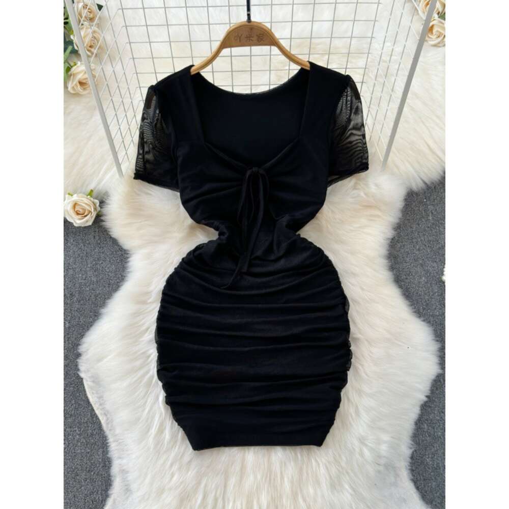Fashionable French Style Tight Wrapped Hip Skirt 2024 Summer New Slim Fit and Slimming Spicy Girl A-line Dress
