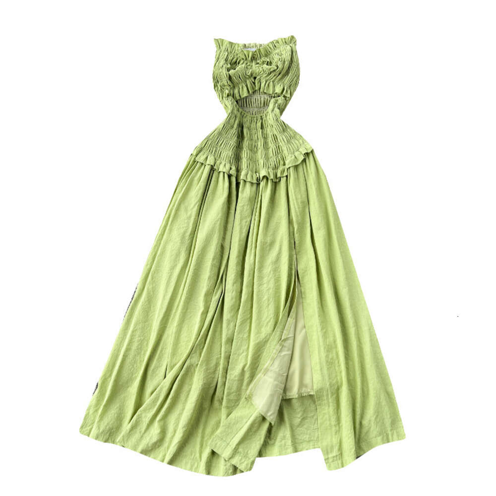 High end vacation dress for women designed with a heartfelt machine hollowed out elastic slim fit long slit over knee skirt beach skirt