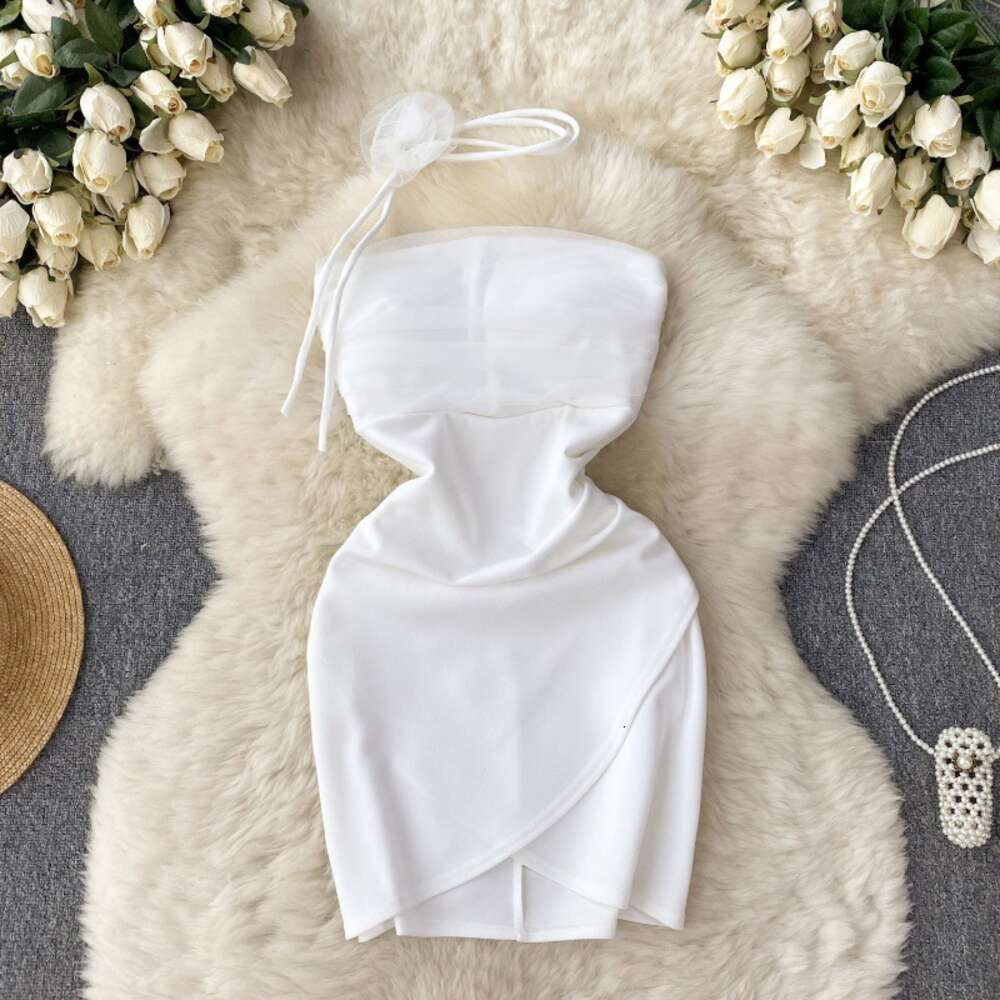 Asian Spicy Girls Style Bra Dress Womens Tight Mesh Design Sense Small and Unique Exquisite Beauty Pure Desire Hip Wrap Short Skirt