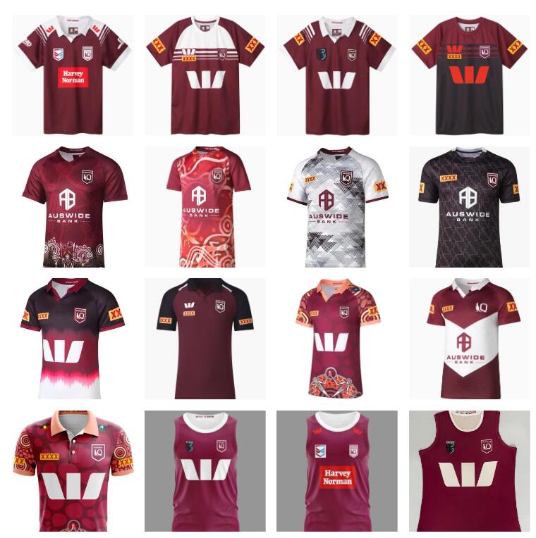 Outdoor TShirts Harvey Norman QLD Maroons 2024 2025 2026 rugby jersey Australia QUEENSLAND STATE OF ORIGIN NSW BLUES home Training shirt