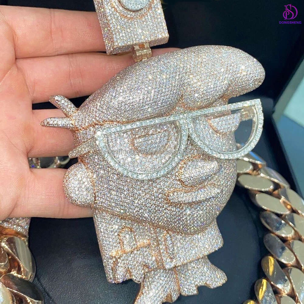 Mens 925 sterling silver fashion jewelry pendants charms Hip Hop Pendant Custom Ice out VVS Moissanite Diamond pendant