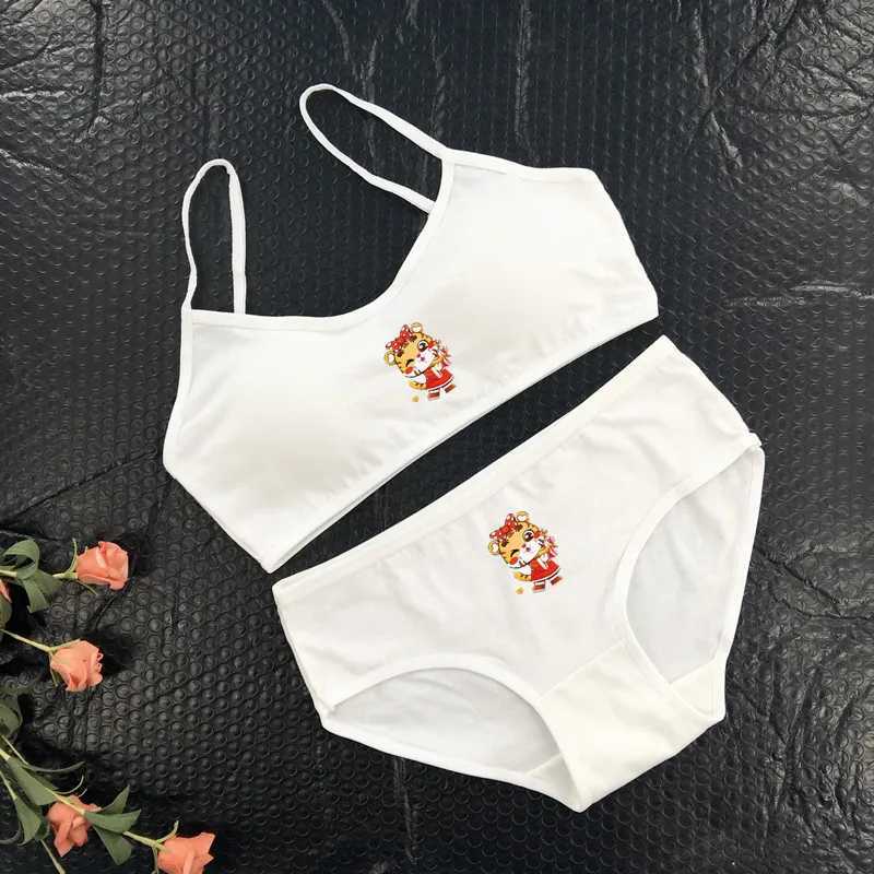 Camisole Teenagers Girls Training Bra Panties Teens Sport Bras s Push Up Underwear Puberty s Vest Panties 8-15Years WX5.31