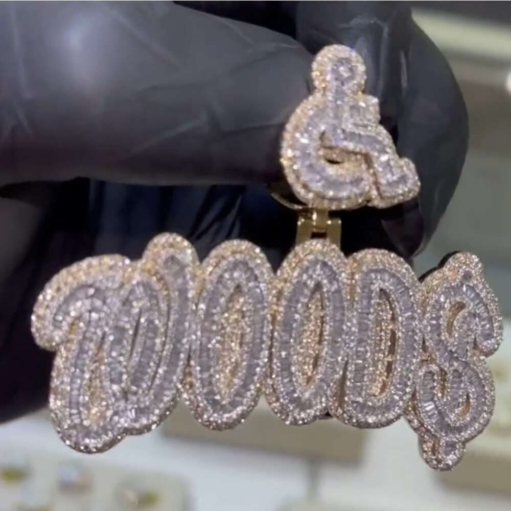 Moissanite Hip Hop Diamond Pendant Jewelry s925 silver Men Letter Name Custom Moissanite Pendant