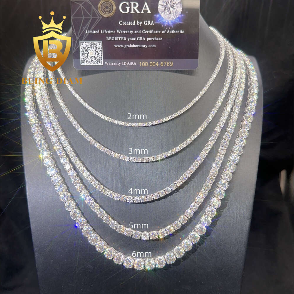 Wholesale Price Fine Jewelry Pass Dia Tester S Sterg Sier 5Mm Moissanite Women Men Necklaces Tennis Chain