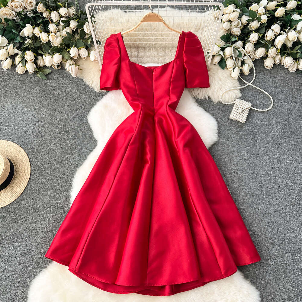 French court style dress high-end light luxury niche three-dimensional A-line large display banquet small dress temperament dress