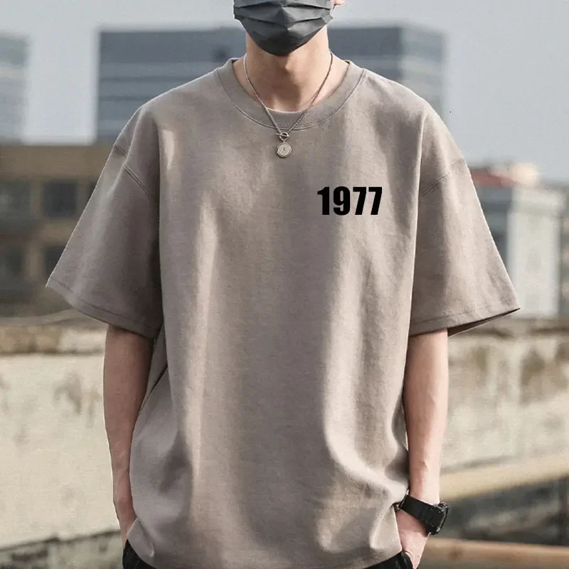 1977 Men Tshirts 100%Cotton Retro Streetwear Short Sleeve Tees 260g High Quality T-shirt NO. Printed Women Tshirts 240530