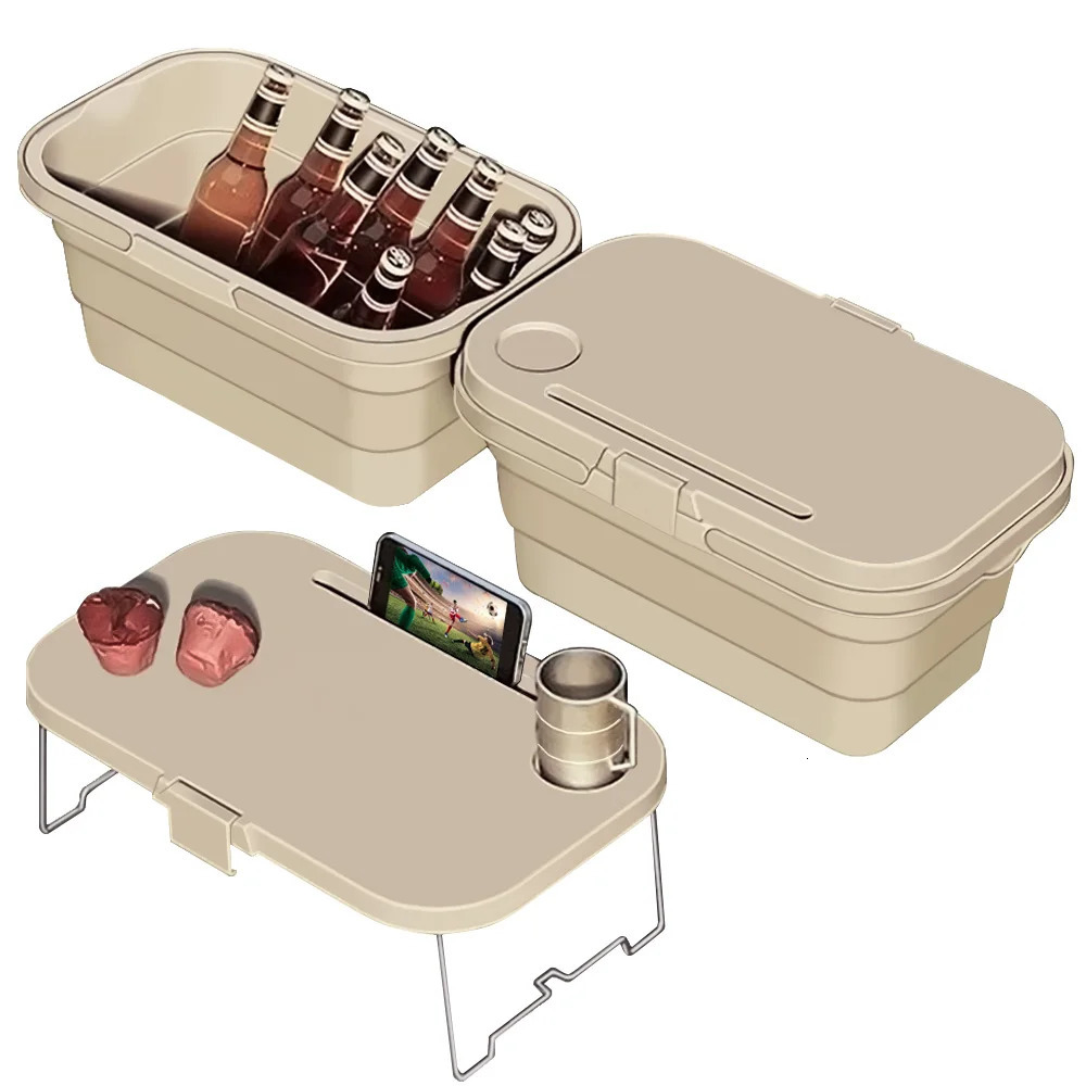 Foldable Camping Storage Basket Multifunctional Portable Picnic Tableware Mini Table For Sandbeach Tent Barbecue 240603