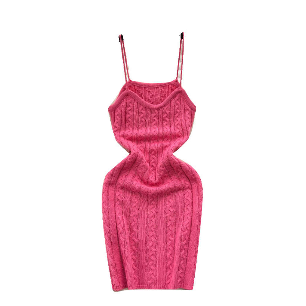 American Spicy Girl Fried Dough Twists Slim Fit Short Sexy Hip Wrap Dress Pure Desire Strap Dress Knitted Backing Dress