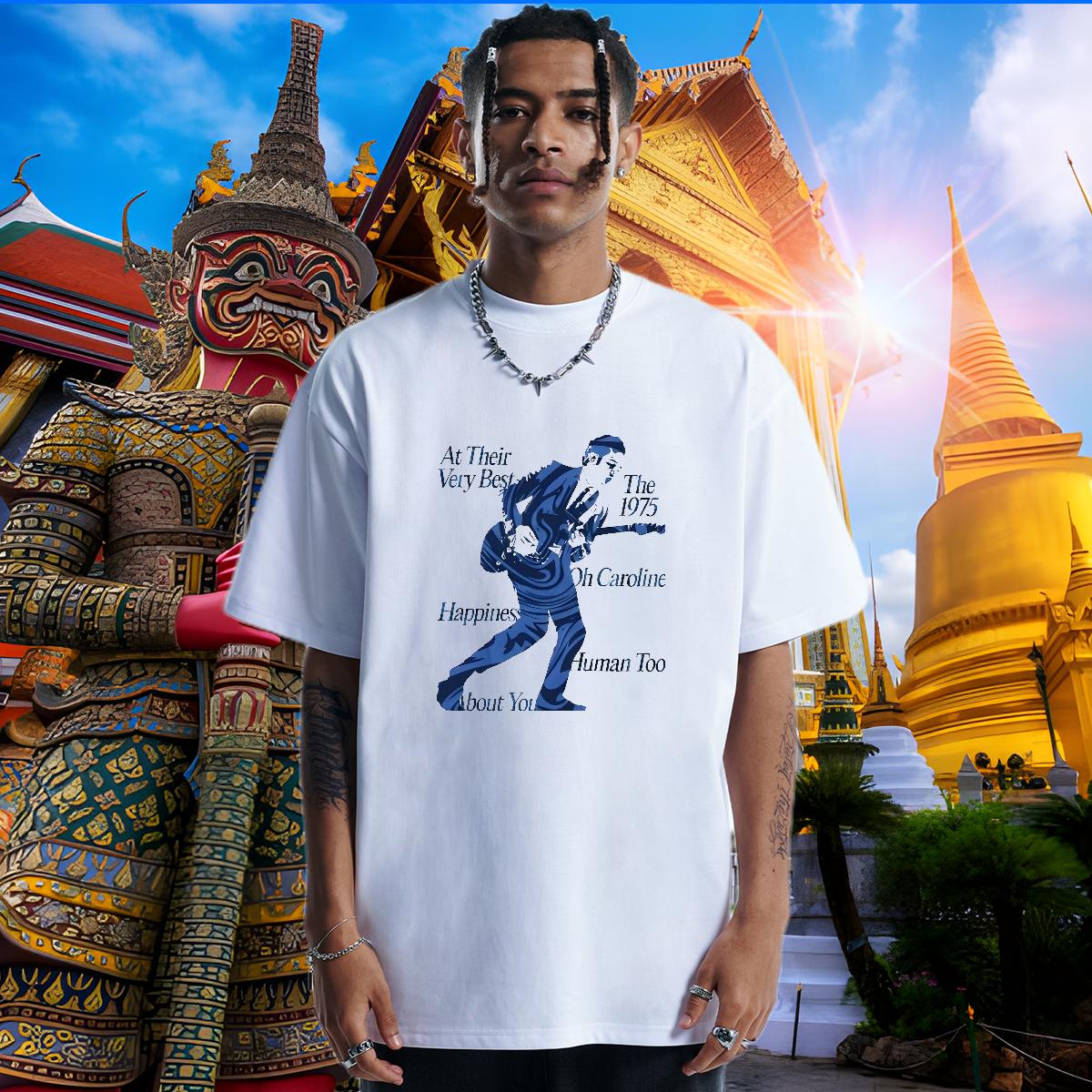 2024 New T Shirts Men Black White Mens Tshirts High Street Hip Hop Breathable Short Sleeve Popular Tees