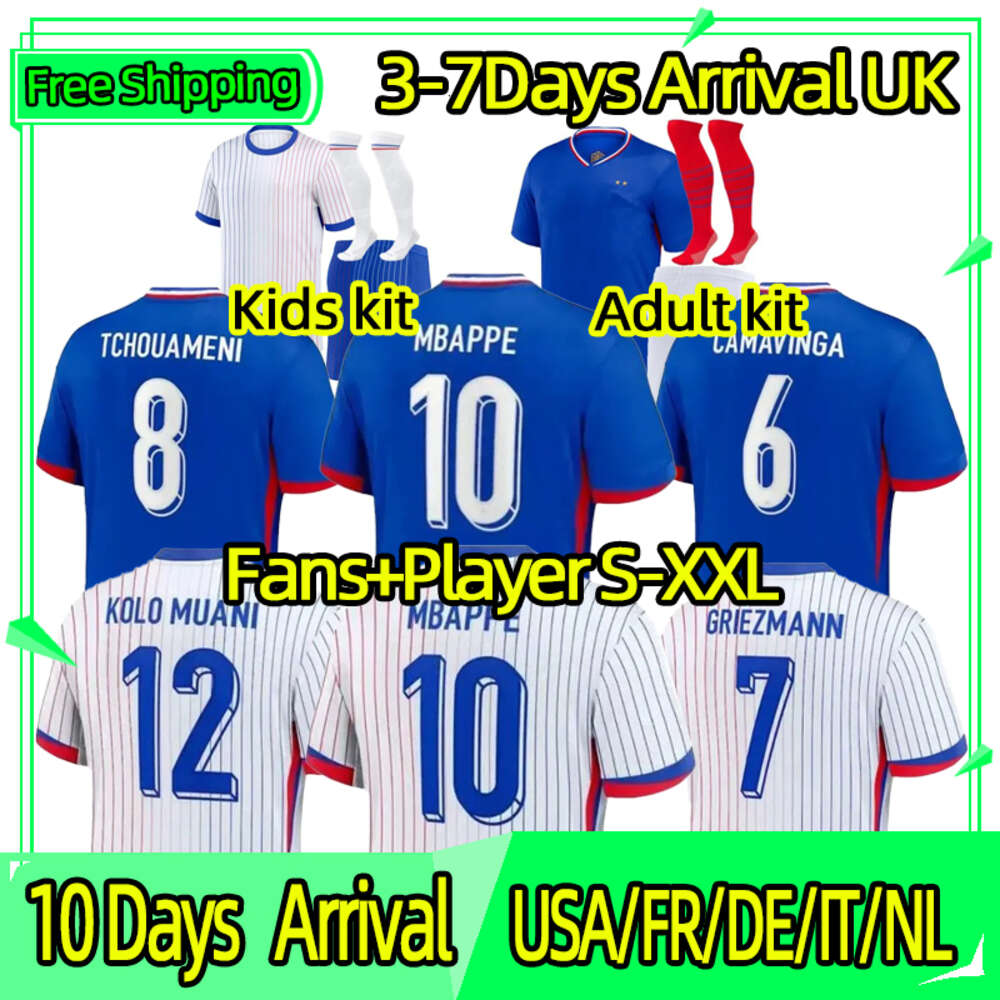 24 25 French MBAPPE Soccer Jerseys 2024 KANTE BENZEMA Fans Player Version GRIEZMANN GIROUD Maillot de foot Men shirt Kids Kit VARANE DEMBELE Football uniform